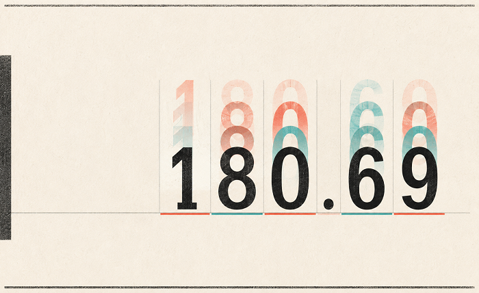Aligned numerals with fading overlays